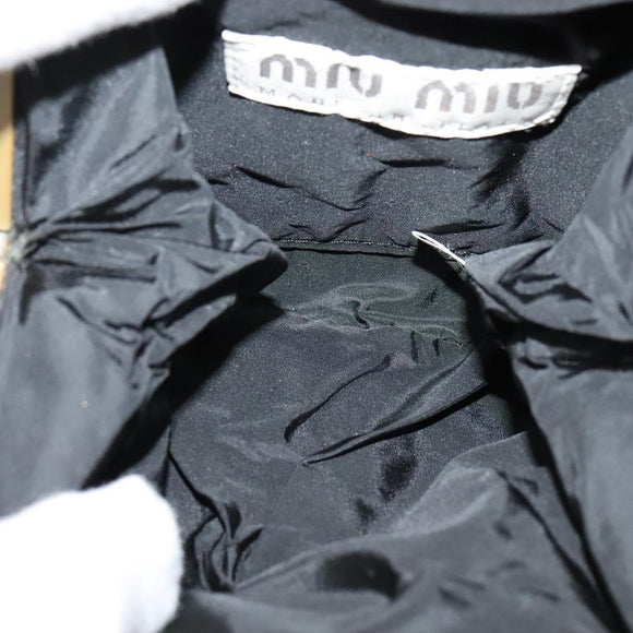 Miu Miu Shoulder Pouch Suede Black Gold Auth 120859