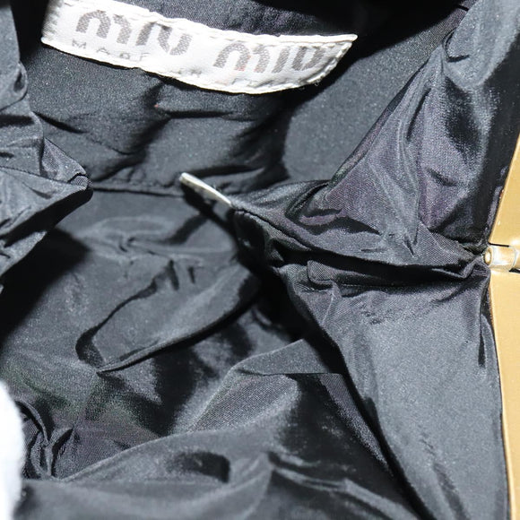 Miu Miu Shoulder Pouch Suede Black Gold Auth 120859