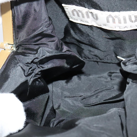 Miu Miu Shoulder Pouch Suede Black Gold Auth 120859