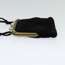 Miu Miu Shoulder Pouch Suede Black Gold Auth 120859A-3