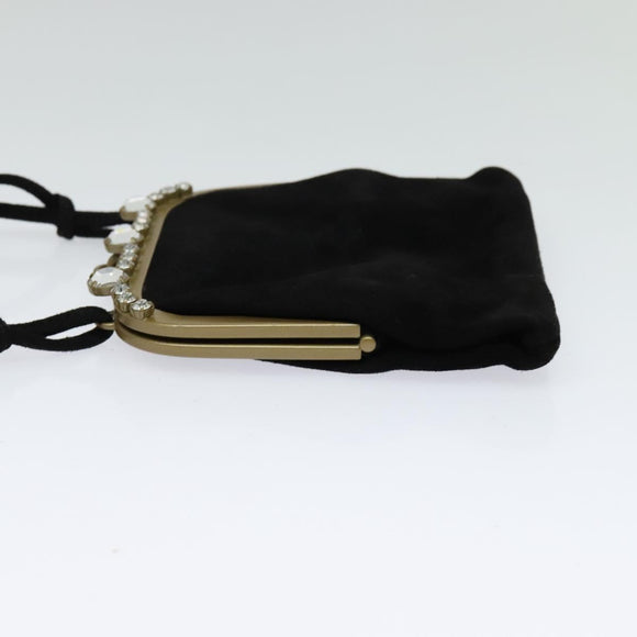 Miu Miu Shoulder Pouch Suede Black Gold Auth 120859A