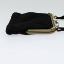 Miu Miu Shoulder Pouch Suede Black Gold Auth 120859-4