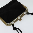 Miu Miu Shoulder Pouch Suede Black Gold Auth 120859A-6