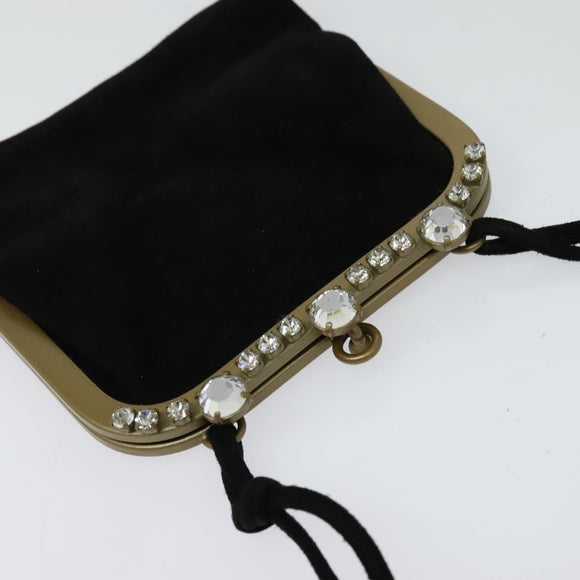 Miu Miu Shoulder Pouch Suede Black Gold Auth 120859A