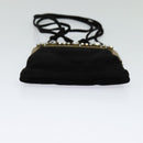 Miu Miu Shoulder Pouch Suede Black Gold Auth 120859-5