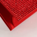 Salvatore Ferragamo Chain Swarovski Shoulder Bag Satin Red Gold Auth 120862V-16