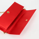 Salvatore Ferragamo Chain Swarovski Shoulder Bag Satin Red Gold Auth 120862V-9