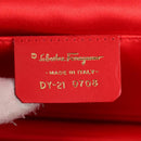 Salvatore Ferragamo Chain Swarovski Shoulder Bag Satin Red Gold Auth 120862V-11
