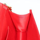 Salvatore Ferragamo Chain Swarovski Shoulder Bag Satin Red Gold Auth 120862V-20