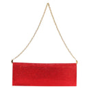 Salvatore Ferragamo Chain Swarovski Shoulder Bag Satin Red Gold Auth 120862V-2