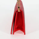 Salvatore Ferragamo Chain Swarovski Shoulder Bag Satin Red Gold Auth 120862V-3
