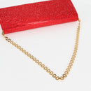 Salvatore Ferragamo Chain Swarovski Shoulder Bag Satin Red Gold Auth 120862V-7