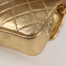 CHANEL Mini Mini Matelasse Chain Bag Lamb Skin Gold Tone CC Auth 120870AV-17