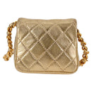 CHANEL Mini Mini Matelasse Chain Bag Lamb Skin Gold Tone CC Auth 120870AV-2