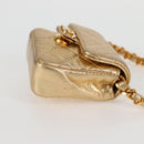 CHANEL Mini Mini Matelasse Chain Bag Lamb Skin Gold Tone CC Auth 120870AV-4