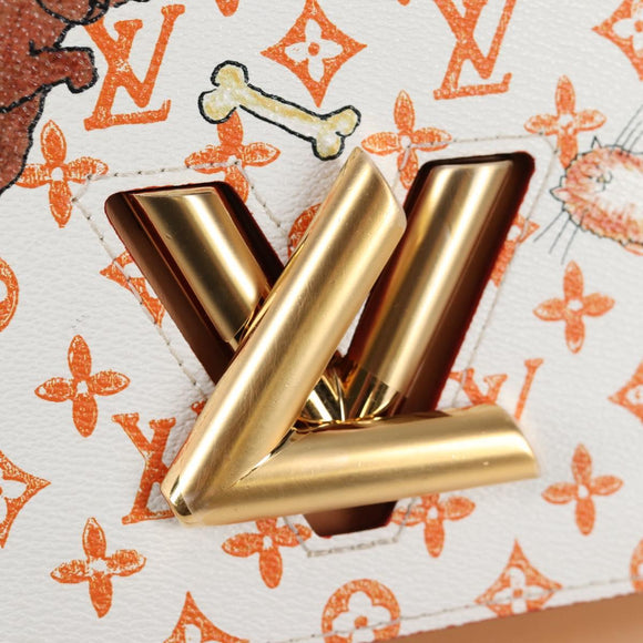 LOUIS VUITTON Catgram Twist MM Shoulder Bag White M44460 LV Auth 120872SM