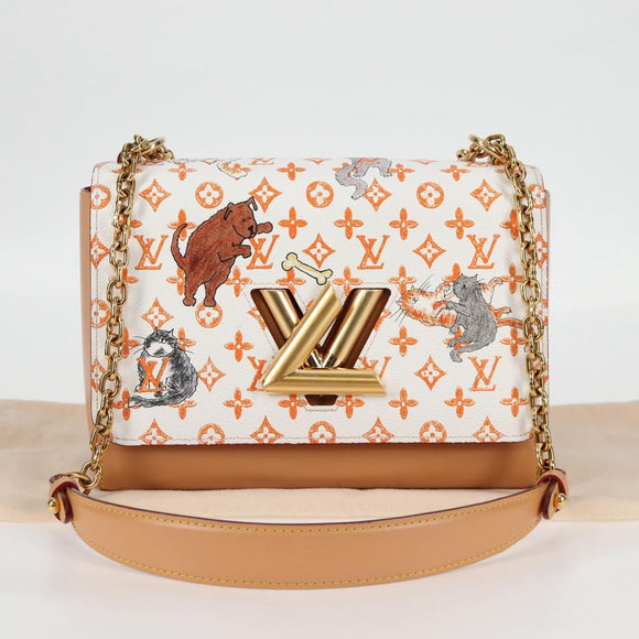 LOUIS VUITTON Catgram Twist MM Shoulder Bag White M44460 LV Auth 120872SM