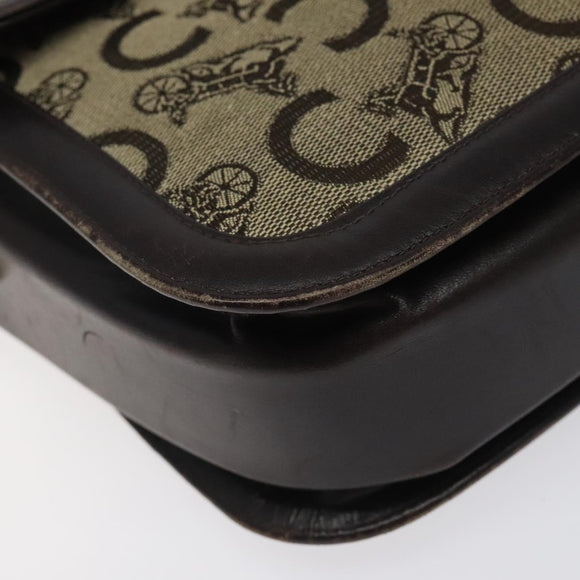 CELINE C Sulky Shoulder Bag Canvas Brown Gold Auth 120905