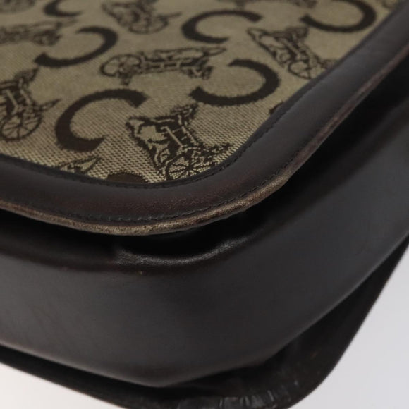 CELINE C Sulky Shoulder Bag Canvas Brown Gold Auth 120905