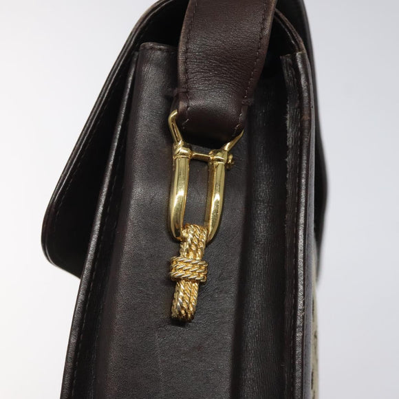 CELINE C Sulky Shoulder Bag Canvas Brown Gold Auth 120905