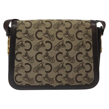 CELINE C Sulky Shoulder Bag Canvas Brown Gold Auth 120905 - 0