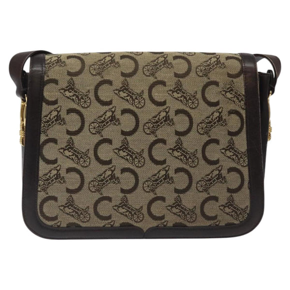 CELINE C Sulky Shoulder Bag Canvas Brown Gold Auth 120905