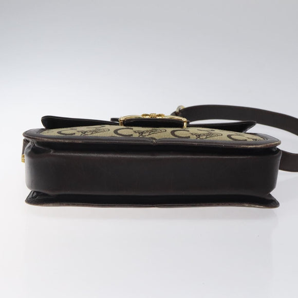 CELINE C Sulky Shoulder Bag Canvas Brown Gold Auth 120905