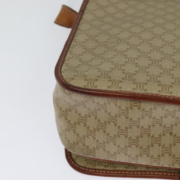 CELINE Macadam Canvas Shoulder Bag PVC Beige Gold Auth 120907