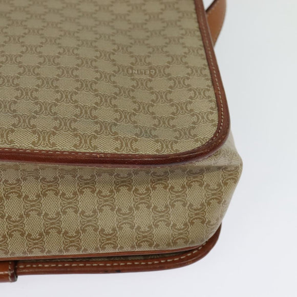 CELINE Macadam Canvas Shoulder Bag PVC Beige Gold Auth 120907