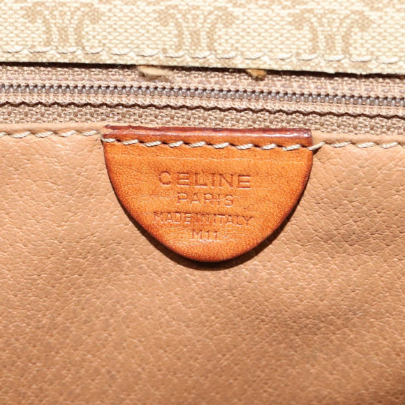 CELINE Macadam Canvas Shoulder Bag PVC Beige Gold Auth 120907