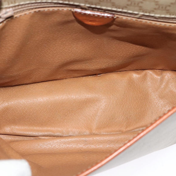 CELINE Macadam Canvas Shoulder Bag PVC Beige Gold Auth 120907