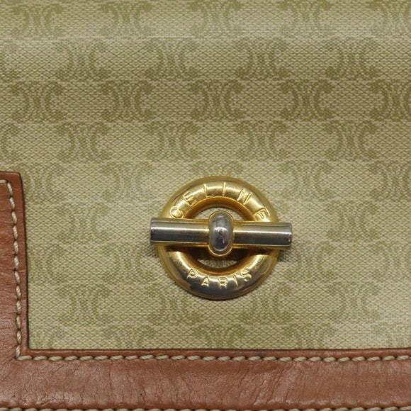 CELINE Macadam Canvas Hand Bag PVC Beige Gold Auth 120908