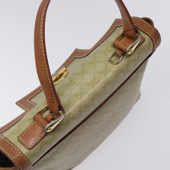 CELINE Macadam Canvas Hand Bag PVC Beige Gold Auth 120908