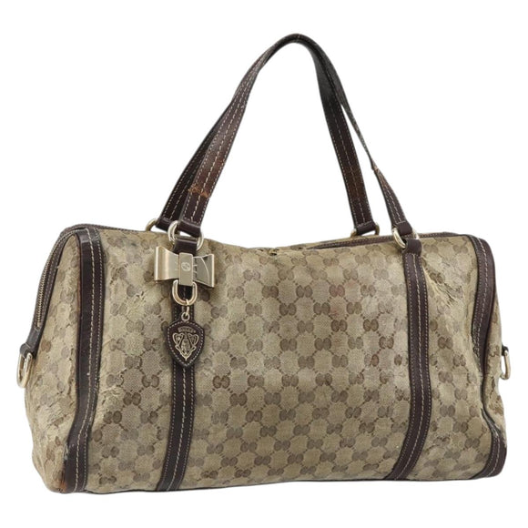 GUCCI GG Crystal Shoulder Bag Coated Canvas Brown Gold 181488 Auth 120919
