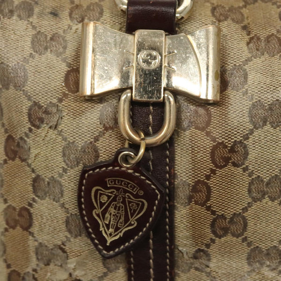 GUCCI GG Crystal Shoulder Bag Coated Canvas Brown Gold 181488 Auth 120919