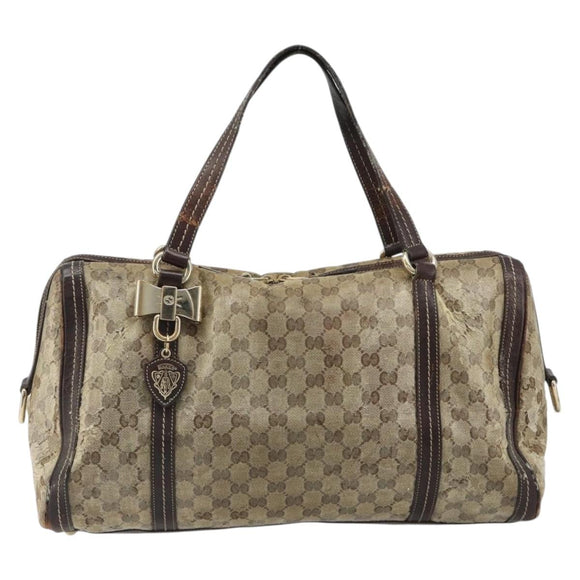 GUCCI GG Crystal Shoulder Bag Coated Canvas Brown Gold 181488 Auth 120919