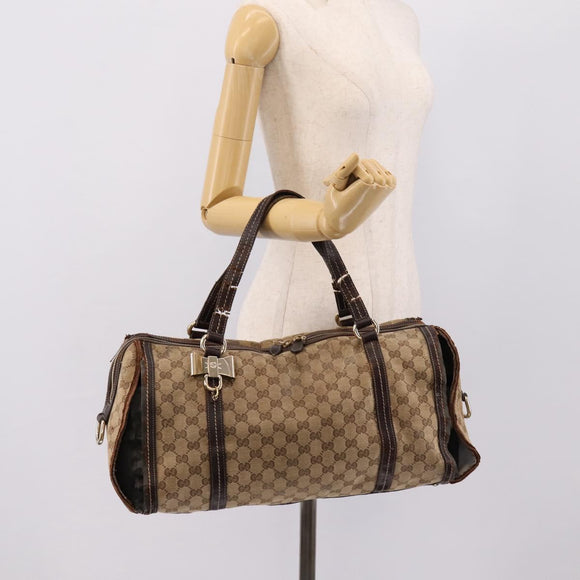 GUCCI GG Crystal Shoulder Bag Coated Canvas Brown Gold 181488 Auth 120919