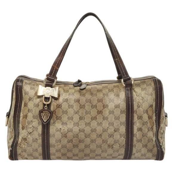 GUCCI GG Crystal Shoulder Bag Coated Canvas Brown Gold 181488 Auth 120919