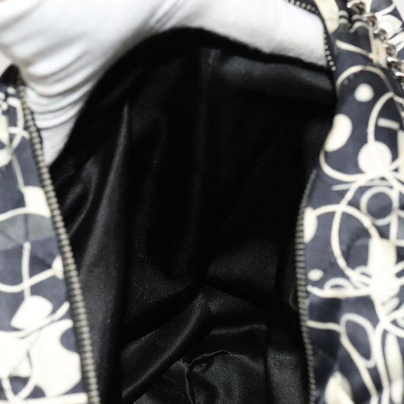 CHANEL Matelasse Chain Shoulder Bag Silk Black Silver CC Auth 120924