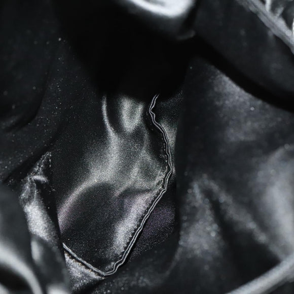 CHANEL Matelasse Chain Shoulder Bag Silk Black Silver CC Auth 120924