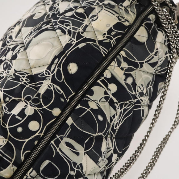 CHANEL Matelasse Chain Shoulder Bag Silk Black Silver CC Auth 120924