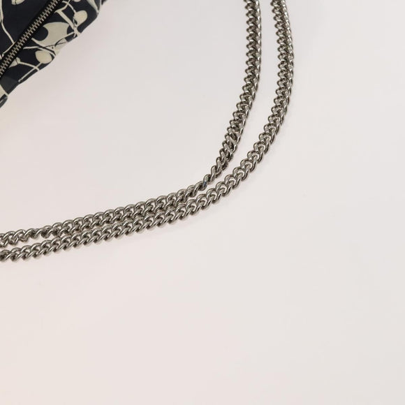 CHANEL Matelasse Chain Shoulder Bag Silk Black Silver CC Auth 120924