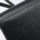 CELINE Circle Hand Bag Leather Black Gold Auth 120926-9