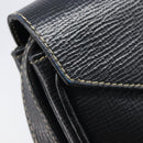 CELINE Circle Hand Bag Leather Black Gold Auth 120926-10