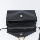 CELINE Circle Hand Bag Leather Black Gold Auth 120926-18