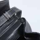 CELINE Circle Hand Bag Leather Black Gold Auth 120926-19