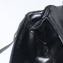 CELINE Circle Hand Bag Leather Black Gold Auth 120926-22