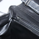 CELINE Circle Hand Bag Leather Black Gold Auth 120926-23
