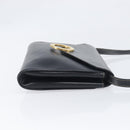 CELINE Circle Hand Bag Leather Black Gold Auth 120926-3