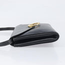 CELINE Circle Hand Bag Leather Black Gold Auth 120926-4
